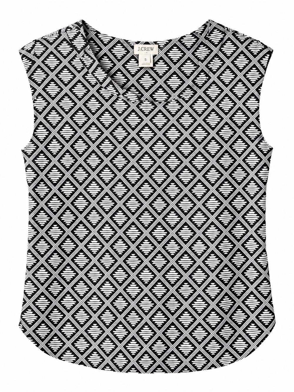 J. Crew Black and White Geometric Sleeveless Camisole